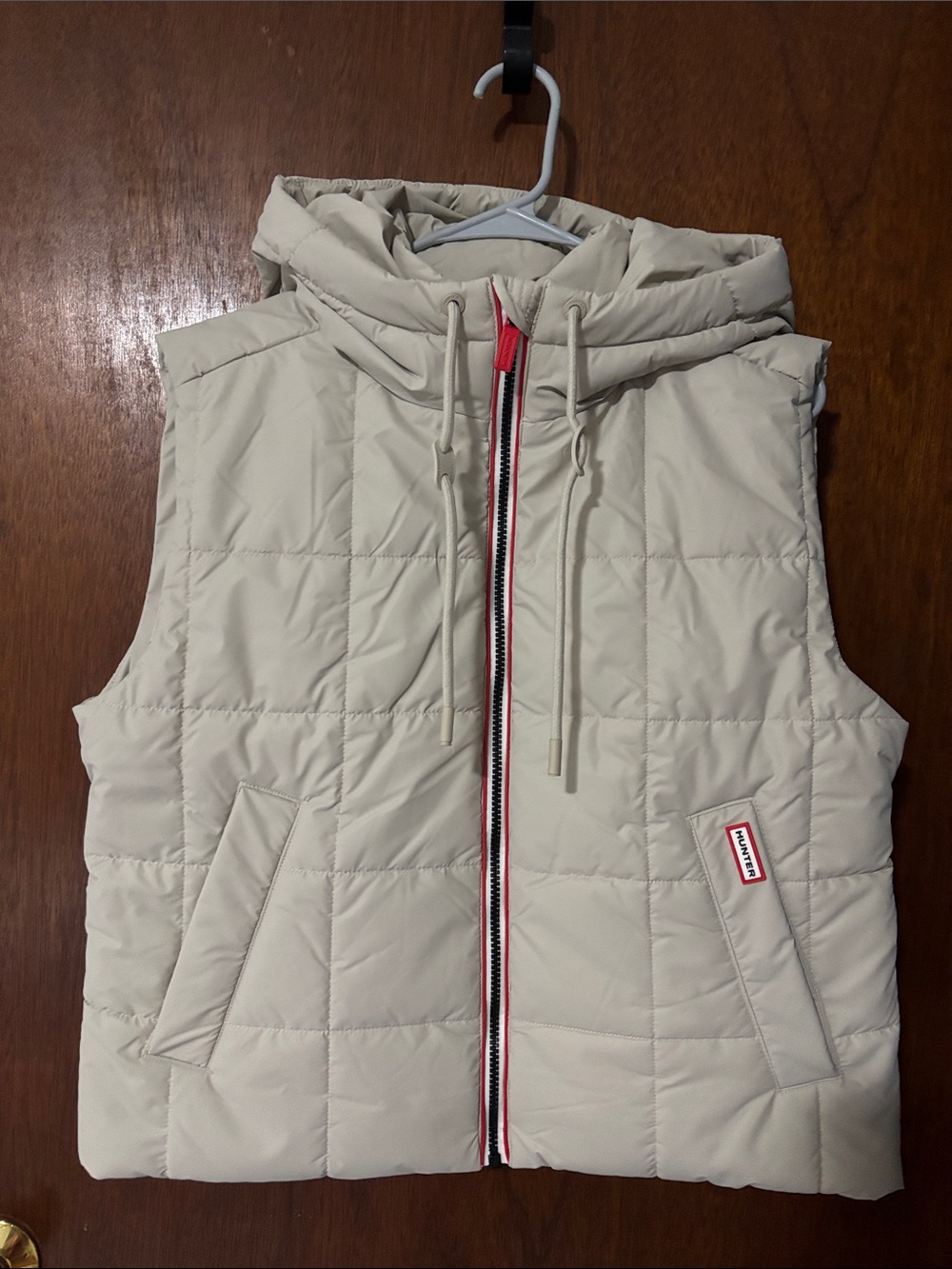 Hunter Cream Quilted Hooded Puffer Vest